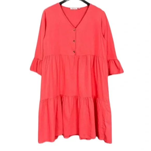 Cristina Vergani | Dresses | Cristina Vergani Boho Lagenlook Linen Blend  Bell Sleeves Midi Dress Size Large | Poshmark
